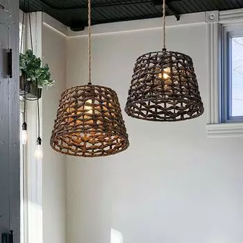 1PC Water Grass Braid Lamp Cover Bar Grass Rope Decoration Lampshade Restaurant Lampshade Vintage Retro Homestay чёрный