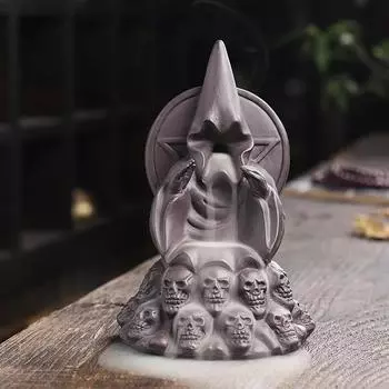 1pc Waterfall Backflow Incense Burner Ceramic Incense Holder Skull Halloween Decorate Tea Pet Home Decor (Without Incense)