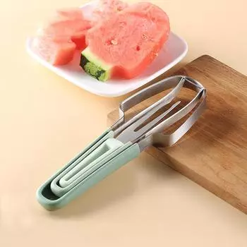 1PC Watermelon Cutter Slicer Stainless Steel Watermelon Slicer Fork Cutter Tool Fruit Carving Tools Fruit Splitter Set For Fruit бежевый