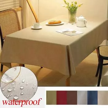 1pc Waterproof and Oil Resistant Tablecloth Modern Simple and Thickened Cotton Linen Solid Color Household Tea Table Cloth Decor 60x60cm