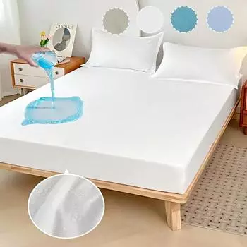 1PC Waterproof Mattress High Elastic Bedspread Solid Color Mattress Cover Breathable Bedroom Necessities Non-slip 0.9*2.0M белый