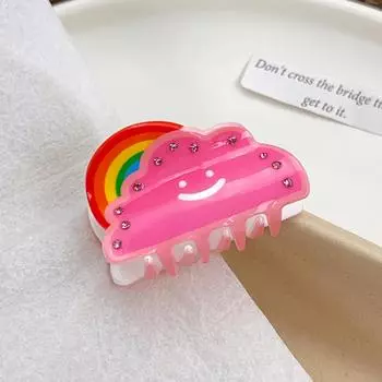 1pc Weather Series Grab Clip Fun Printed Hair Grab Small Top Clip Disc Hair Tail Clip Premium Shark Clip