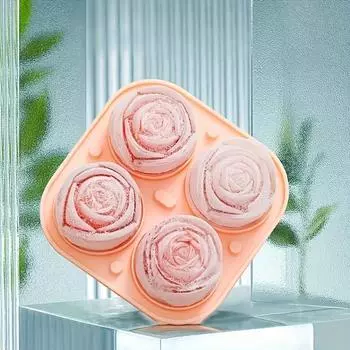 1pc Whiskey Ice Ball Shaped Rose Flower Silicone Ice Tray - Perfect for Home-Made Ice Cubes and Cocktails розовый