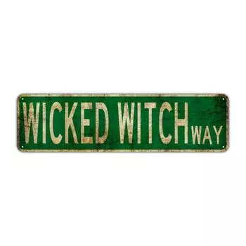 1pc, Wicked Witch Trail Metal Tin Sign (15.75 x3.94 /40x10cm), Novelty Street Sign, Home Decor, Room Decor, Wall Decor чёрный