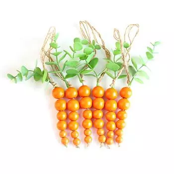 1PC with Greenery Creative Easter Pendants String Home & Party Decor Wooden Beads DIY Wreath Hanging Ornament Easter Carrot