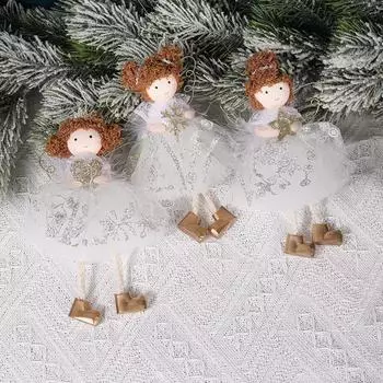 1 шт. с крыльями из дерева, бисерная сетка, юбка-решетка, ангел, украшение, рождественское украшение