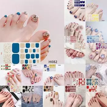 1PC(включая 22 маленьких наклейки)3D бронзирующий Halo крашение лака для ногтей, наклейки с блестящим лепестковым узором, полоски для ногтей, долговечный патч для ногтей