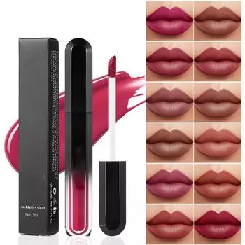 1Pc Women Matte Velvet Lip Gloss Long Lasting Hydrating Non Stick Lip Glaze Soft Mist Lip Makeup Moisturizing Lipstick Accessory One Size