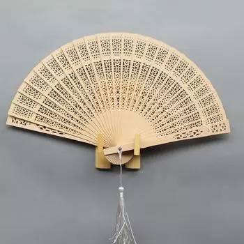 1Pc Wood Hollow Out Chinese Style Solid Color Bridal Party New Hollow Carved Wedding Folding Fan света кофе
