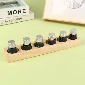 1Pc Wooden 6-Hole Essential Oil Display Stand Essential Oils Bottle Holder Essential Oil Storage Rack Perfume storage