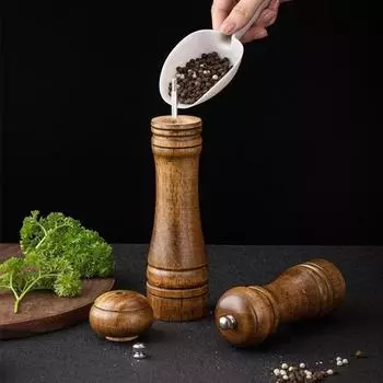 1PC Wooden Cooking Salt Pepper Grinder 5 8 10 Inch Ceramic Rotor Kitchen Tool with Salt and Pepper Mill Shaker Organizer
