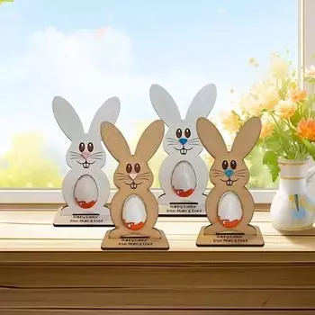 1PC Wooden Kids Bunny Chocolate Egg Holder Desktop Decoration Supplies Wood Craft Ornaments For Home Multiple Options Available