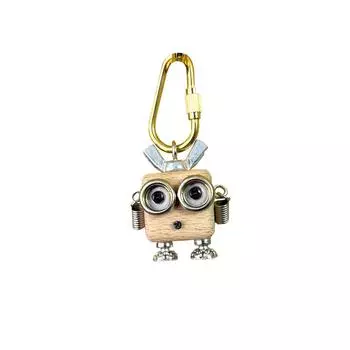 1PC Wooden Metal Cute Car Shape Unique Robot Pendant Creative Personality Ornaments Punk Purse Bag Hanging Car Keychain