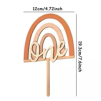 1pc Wooden One Birthday Boho Rainbow Style Cake Topper Boho Rainbow Party Decoration 1st First Birthday Decoration