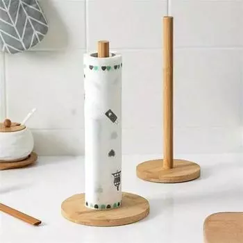 1pc Wooden Paper Towel Dispenser Holder, Freestanding Paper Towel Roll Stand, Tissue Rack For Kitchen & Dining Room