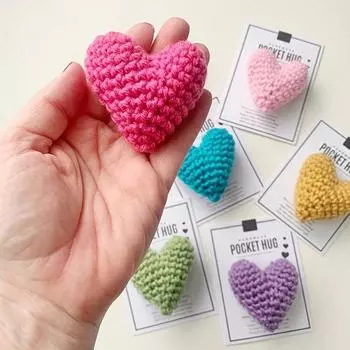 1PC Wool Love Gift Crochet New Crocheted Heart DIY Decoration Pocket Decoration Heart Multicolour