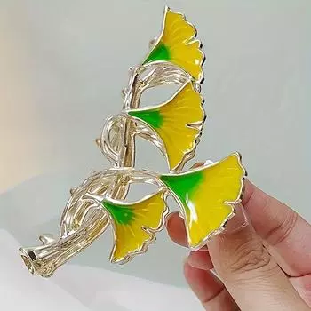 1pc yellow Ginkgo tree hair accessories, metal women s simple shark clip, women s hair accessories, suitable for daily holiday u