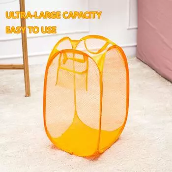 1pc Yellow Laundry Basket Buggy Bag Foldable Japanese Color Net Laundry Basket Debris Basket Storage Basket Clothing Storage other