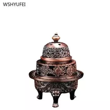 1pc Zinc alloy Aromatherapy stove Buddhist Hall Buddhist tools Home interior decoration pray for auspiciousness feng shui золотистый