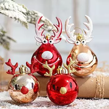 1Pce Рога Шар Рождественский Шар Рождественская Елка Подвесной Олень Рождественский Шар Олень Подвеска
