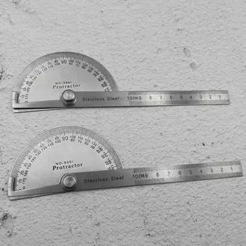 1PCS 100mm Stainless Steel 180 Protractor Angle Meter Measuring Ruler Rotary Mechanic Tool Ruler Protractor серебряный