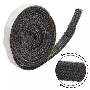1Pcs 10/15mm 2M Black Flat Stove Rope Adhesive Self Glass Seal Stove Fire Rope Thermal Stability Foam Sound Insulation Strip