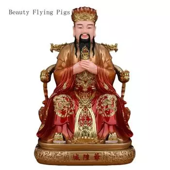 1PCS 12 inch resin painted City God statue home living room desktop Buddha statue decoration home decor