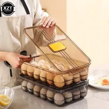 1PCS 24 Grid Egg Storage Box Anti-collision Egg Container Egg Drawer With Lid Kitchenr Refrigerator Organizer Food Storage Box