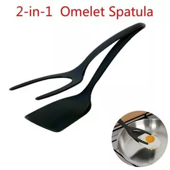 1pcs 2-in-1 Pancake Toast Omelette Overturned Spatula Silicone Omelet Spatula Toast Fried Egg Clip K
