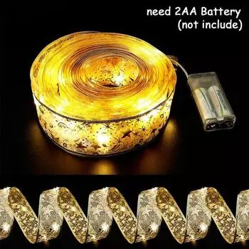 1Pcs 2M Light Strip Double Layer Fairy Light Strings LED Christmas Ribbon Bows