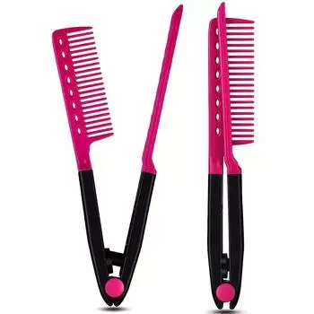1pcs/2pcs V Shaped Straight Hair Comb Plastic Detangle Hair Styling Comb Folding DIY Hair Straightener Salon hair styling tools синий