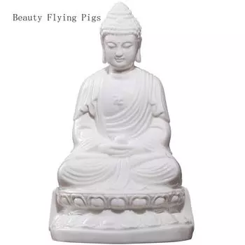 1PCS 7-inch ceramic Buddha statue of Shakyamuni Buddha worshipped as a home Buddha s Zen ornament