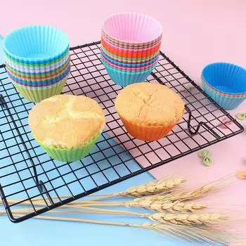 1Pcs 7cm Silicone Cup Cake Tool Bakeware Baking Mold Cupcake and Muffin for Cake Making Kitchen DIY светло-синий