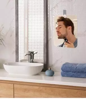 1pcs Acrylic Anti Fog Mirror With Wall Suction Shower Mirror For Man Shaving Women Makeup Portable Travel Bathroom Accessories