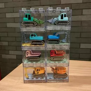 1Pcs Alloy Car Model Simulation Engineering Car Pull Back Car Toy With Transparent Storage Box Sliding Inertia Model Car Toy 1Pcs random