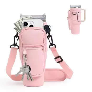 1 шт. рюкзак для детской бутылочки, сумка для переноски бутылки с водой, держатель для бутылки с водой, регулируемый плечевой ремень, удобно для путешествий на открытом воздухе чёрный