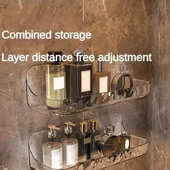 1шт полка для туалетных принадлежностей в ванной комнате без перфорации настенная косметика для ухода за кожей настенный туалетный столик прозрачный ящик для хранения