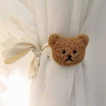 1Pcs Bear Curtain Tieback Cartoon Embroidery Plush Bear Curtain Binding Strap Kids Room Window Curtain Buckles Home Decor