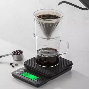 1Pcs Black Precision Coffee Dropping Scale 3kg/0.1g LCD Electronic Scales With Timer High Precision Digital Kitchen Scale чёрный