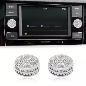 1Pcs Bling Volume Knob Covers Decals Audio Control Button Stickers Decor Trims Car Accessories for VW Volkswagen Golf GTI Jetta белый