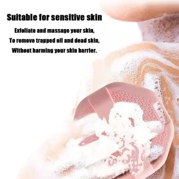 1pcs Body Exfoliating Brush Soft Silicone Handheld Shower Cleaning Brush Exfoliating and Massage Silicone Body Bath Brush розовый