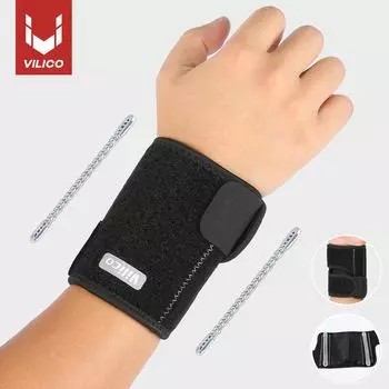 1PCS breathable inner lining wrist guard with two internal spring strips, supporting adjustable wristbands with pressure bands чёрный