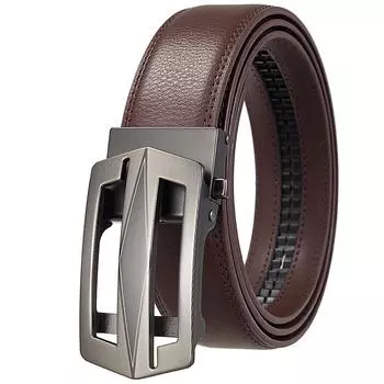 1Pcs Business Belt, Men S Automatic Buckle Belt, Two-Layer Cowhide Ly55-561779-3 110-130CM