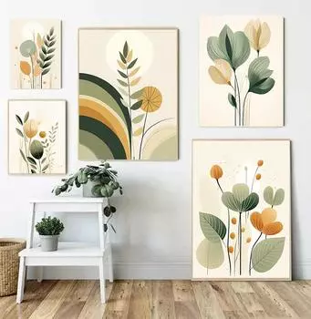 1 шт. Холст Живопись Свежее Растение Зеленая Трава Листья Холст Живопись Постеры на Стену Украшение Постер Домашний Декор Искусство Роспись Без Рамки 21*30cm No Frame