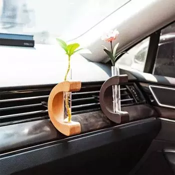 1pcs Car Air Outlet Vase Air Vent Decoration Flower Arrangement Perfume Bottle Accessories Solid Wood Car Air Vase Device C X5L9
