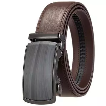 1Pcs Casual Belt Men S Two-Layer Cowhide, Automatic Buckle Belt Men S Leather Belt Ly36-35597-1 110-130CM