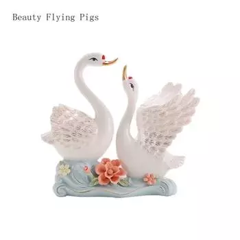 1PCS ceramic biomimetic animal swan ornament Nordic style home foyer bedroom office desktop crafts housewarming gift