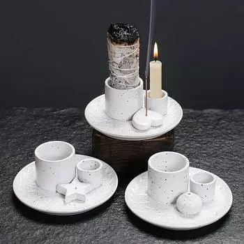 1Pcs Ceramic Incense Burner Holder Multifunctional 4-in-1 for Palo Santo Sage Sticks Candles & Crystals Ideal for Christmas