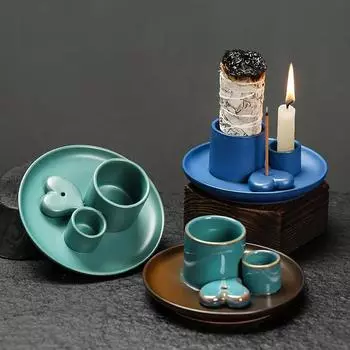 1pcs Ceramic Incense Burner Set - Multi-Functional Home Decor, 4-in-1 Incense Stick & Sage Burner, Palo Santo & Candle Holder