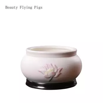 1PCS ceramic lotus incense burner household offerings to Buddha feng shui ornaments living room decoration